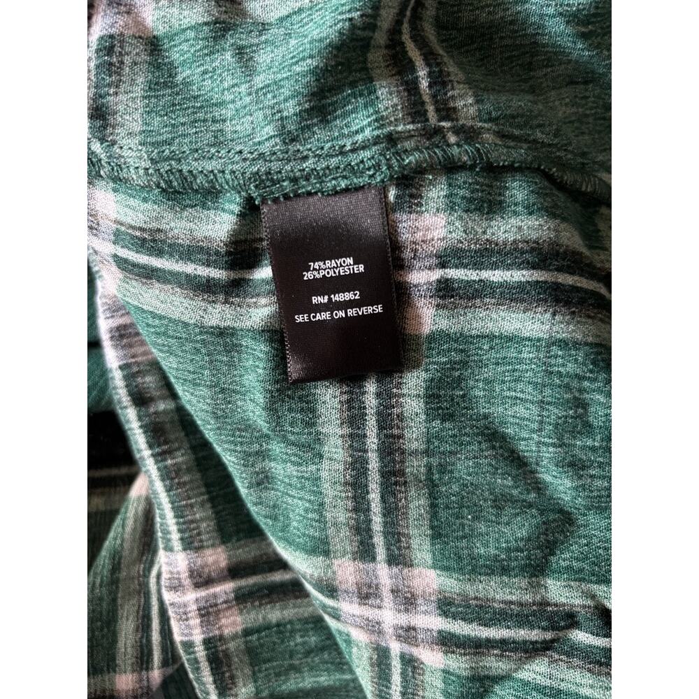Torrid Oversized Kimono Shirt Asher Stripe Impatiens Green Pink Plaid 1 1X Gauze - Picture 7 of 8